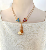 Large Evil Eyes and Amber Necklace