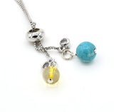 Adjustable Turquoise and Citron Silver Bracelet