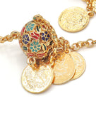 Enameled Gold Bead and Gemstone Necklace