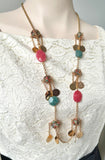 Enameled Gold Bead and Gemstone Necklace