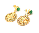 Green Jade Islamic Gold Earrings