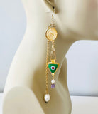Statement Evil Eye and Gold Coin Earrings