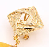 Large Yellow Jade Gold Earrings
