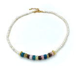 RAW GEMSTONES AND PEARL GOLD HANDMADE NECKLACE