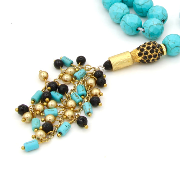 TURQUOISE GEMSTONE HANDMADE GOLD TASBIH