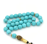 TURQUOISE GEMSTONE HANDMADE GOLD TASBIH
