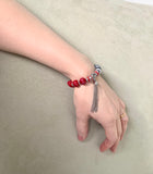 RED MOTHER OF PEARL STRETCH BRACELET