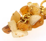 Asymmetrical jade Gemstone Gold Earrings