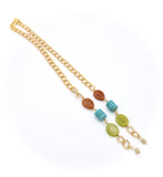Turquoise and Jade Gold Eyeglasses Chain