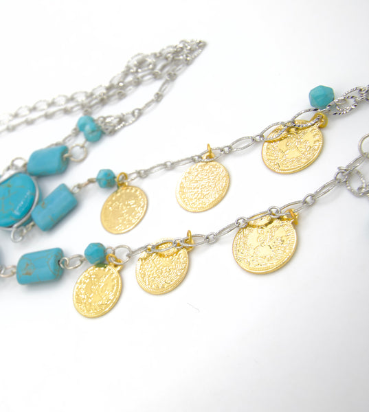 Silver Turquoise Long Necklace