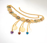 Gold Belt with Dangling Gemstones