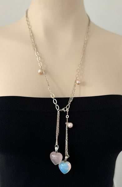 Silver Pearl Quartz Necklace