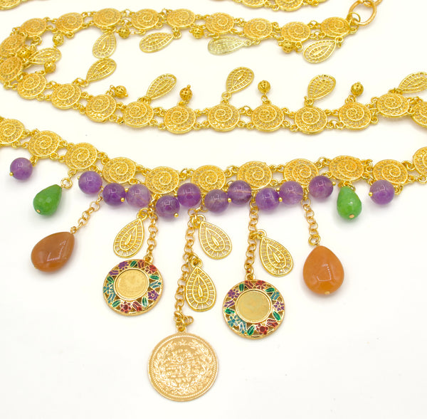 Gemstone and Gold Coin Kurdish Belt
