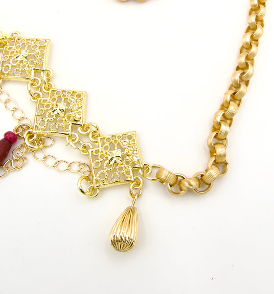 Two Tone Gold Chain and Jade Kurdish Belt