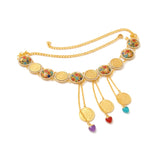 Gold Belt with Dangling Gemstones