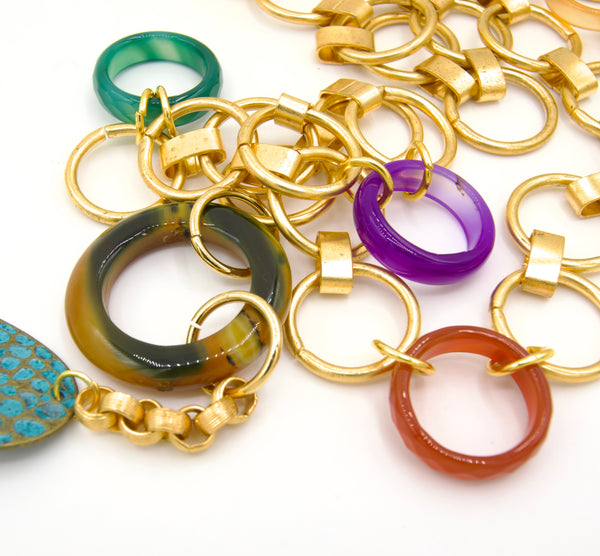 Gold Agate Rings Chain Belt