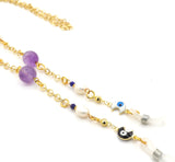 Amethyst and Pearl Gold Eyeglasses Chain