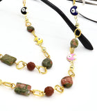 Evil Eye and Unakite Gold Eyeglass Chain