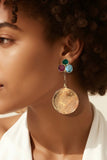 Gold Coin Quartz Earrings