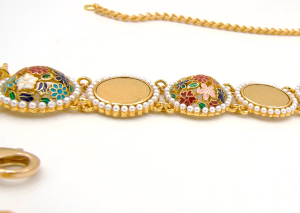 Gold Belt with Dangling Gemstones