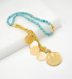 Islamic Turquoise Gold Coin Necklace