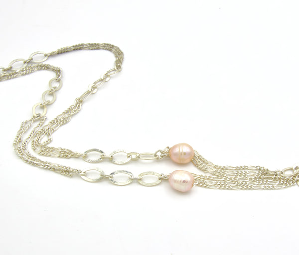 Silver Pearl Quartz Necklace
