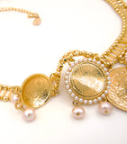 Gold Coin Pearl Necklace