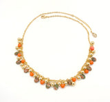 Delicate Coral and Jasper Gold Necklace