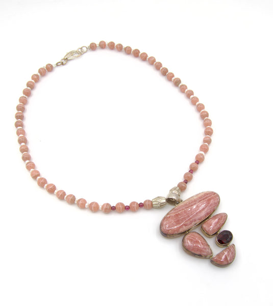 Sterling Silver Pink Rhodochrosite Necklace