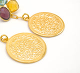 Amethyst Gold Coin Earrings