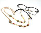 Evil Eye and Unakite Gold Eyeglass Chain