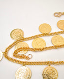 Gold Coin Chain Belt with centre Gemstone