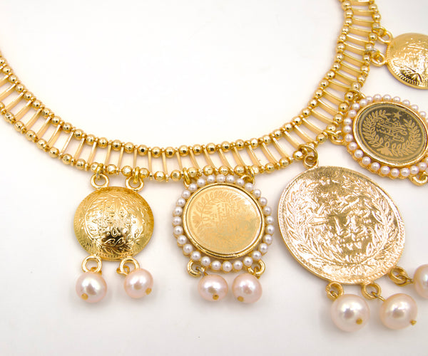 Gold Coin Pearl Necklace