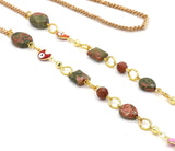 Evil Eye and Unakite Gold Eyeglass Chain