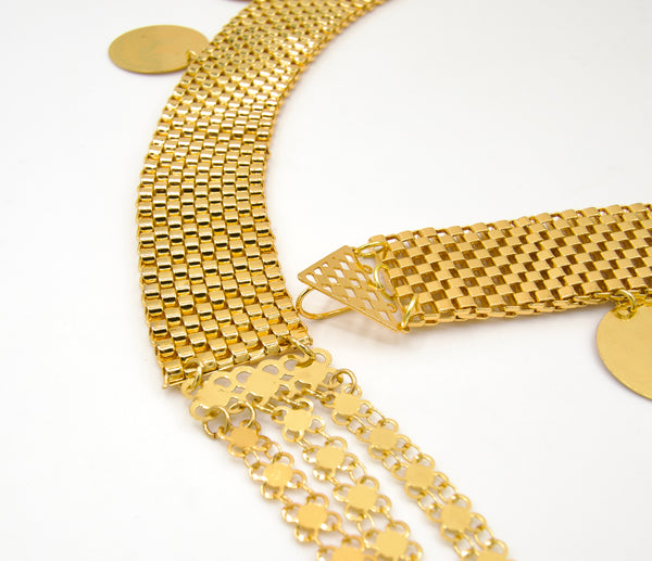 Dangling Turquoise Wide Gold Chain Belt