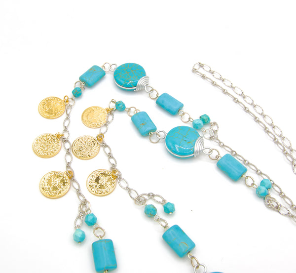 Silver Turquoise Long Necklace