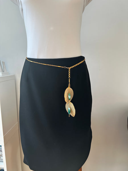 Gold Leaf and Agate Chain Belt