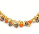 Delicate Coral and Jasper Gold Necklace