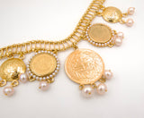 Gold Coin Pearl Necklace