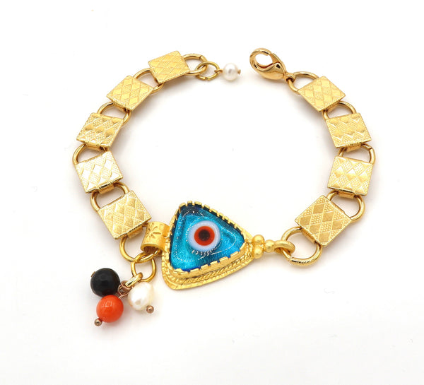 Large Gold Evil Eye Bracelet