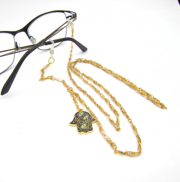 Hamsa Hand Gold Eyeglass Chain