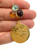 Amethyst Gold Coin Earrings