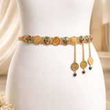 Gold Belt with Dangling Gemstones
