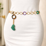 Gold Agate Rings Chain Belt