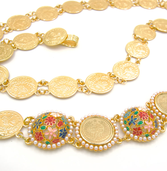 Gold Coin and Enameled Kurdish Belt