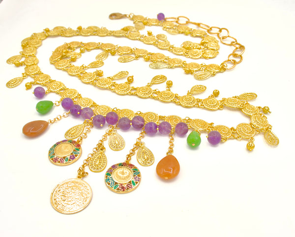 Gemstone and Gold Coin Kurdish Belt