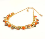 Delicate Coral and Jasper Gold Necklace