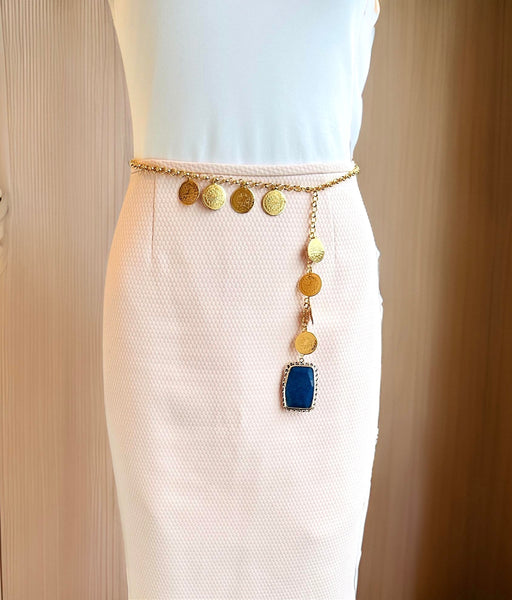 Lapis Lazuli Gold Chain Belt