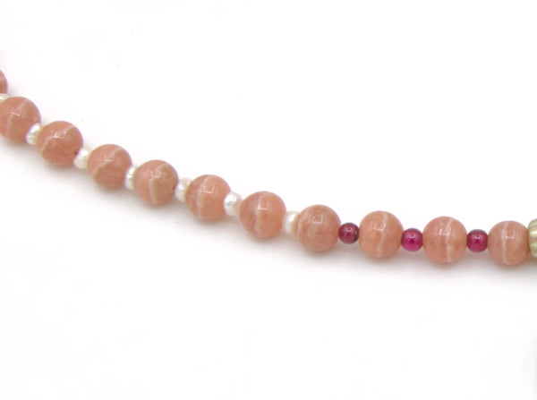 Sterling Silver Pink Rhodochrosite Necklace