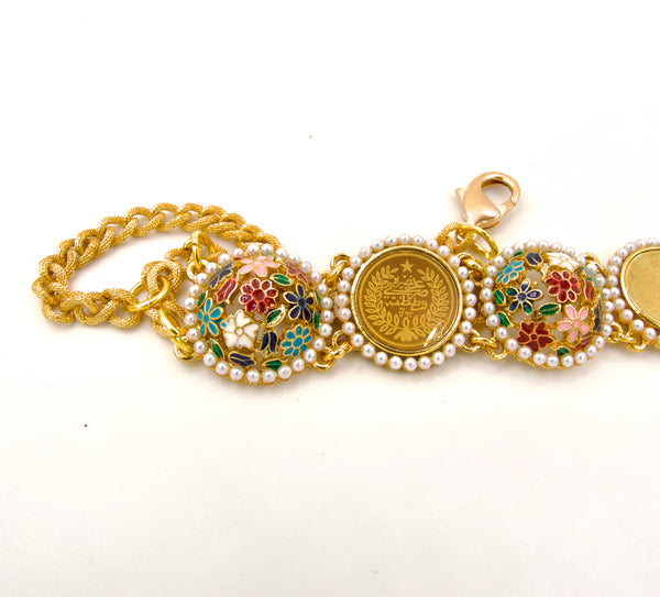 Gold Belt with Dangling Gemstones